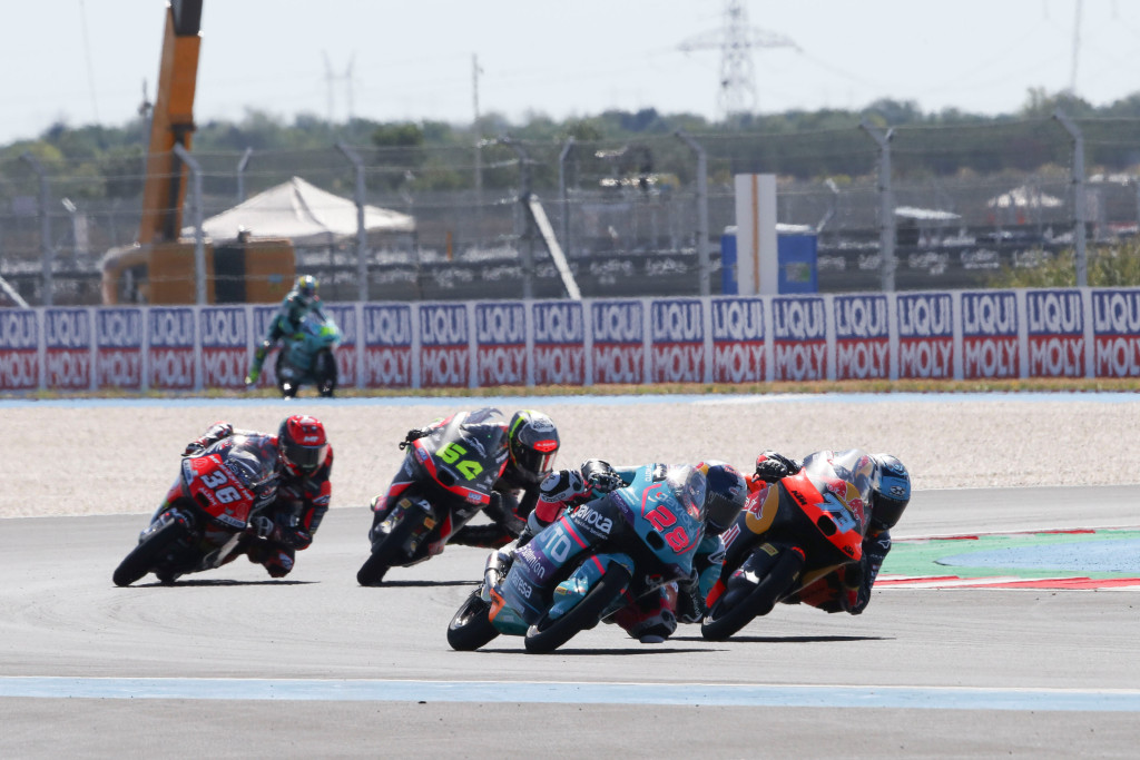 Maximo Quiles competes during Stop 14 of the Moto3 World Championship at the Balaton Park Circuit in Balatonfokajar, Hungary on August 24, 2025.